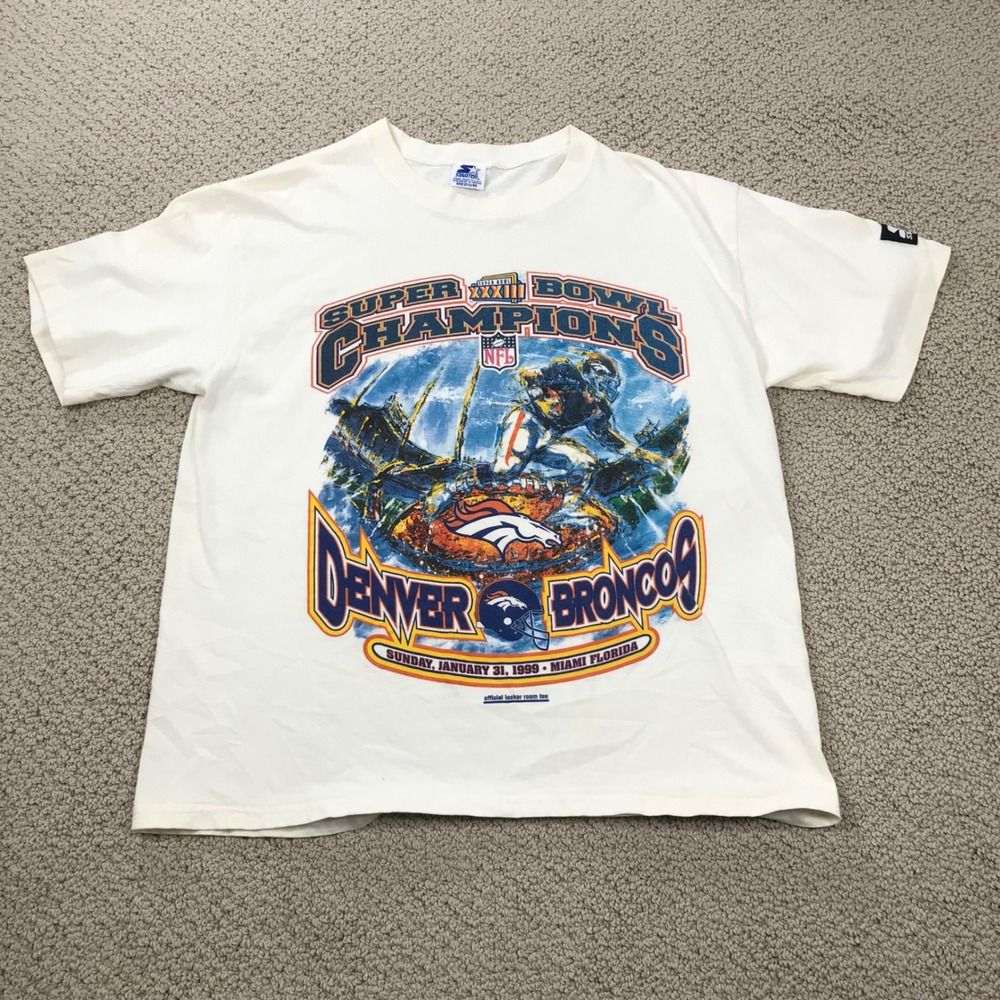 Vintage Starter Denver Broncos Super Bowl XXXIII Champions T-Shirt 1999 Mens M